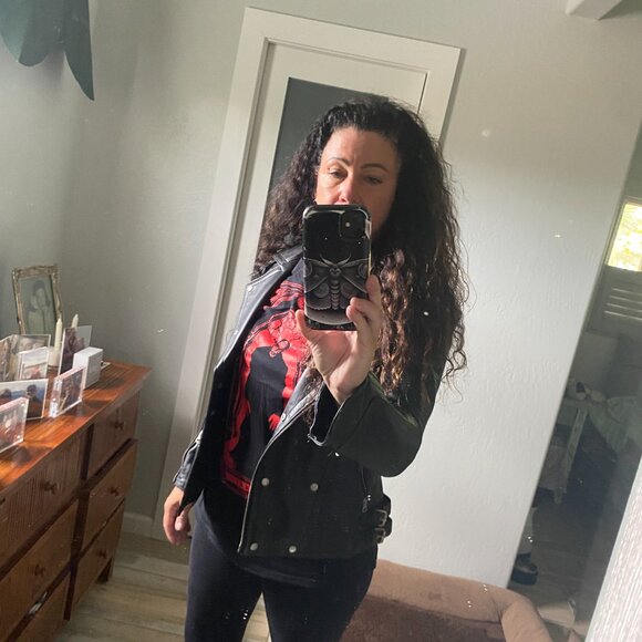 NWOT NEVER WORN Black REAL LEATHER Slim Fit Quilted Motorcycle Biker Jacket - Picture 9 of 10